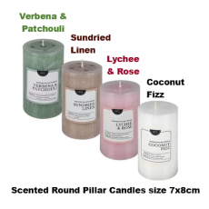 Scented Round Pillar Candles, Assorted